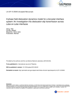 A phase field dislocation dynamics model for a bicrystal interface system: An investigation into dislocation slip transmission across cube-on-cube interfaces