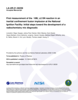 First measurement of the  10B(α,n)13N reaction in an inertial confinement fusion implosion at the National Ignition Facility: Initial steps toward the development of a radiochemistry mix diagnostic