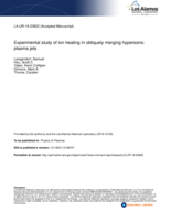 Experimental study of ion heating in obliquely merging hypersonic plasma jets