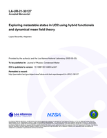 Exploring metastable states in UO2 using hybrid functionals and dynamical mean field theory