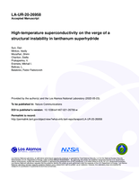 High-temperature superconductivity on the verge of a structural instability in lanthanum superhydride