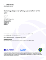 Electromagnetic power of lightning superbolts from Earth to space