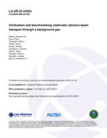 Verification and benchmarking relativistic electron beam transport through a background gas