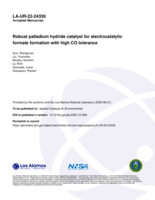Robust palladium hydride catalyst for electrocatalytic formate formation with high CO tolerance