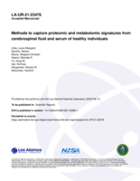 Methods to capture proteomic and metabolomic signatures from cerebrospinal fluid and serum of healthy individuals