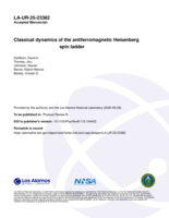 Classical dynamics of the antiferromagnetic Heisenberg                                          spin ladder