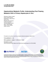 Hepatocellular Metabolic Profile: Understanding Post-Thawing Metabolic Shift in Primary Hepatocytes In Vitro