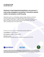 Advances in laser-based bremsstrahlung x-ray sources. II. Laser pulse propagation and guiding in nonuniform plasma media in the presence of self-focusing