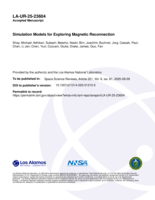 Simulation Models for Exploring Magnetic Reconnection